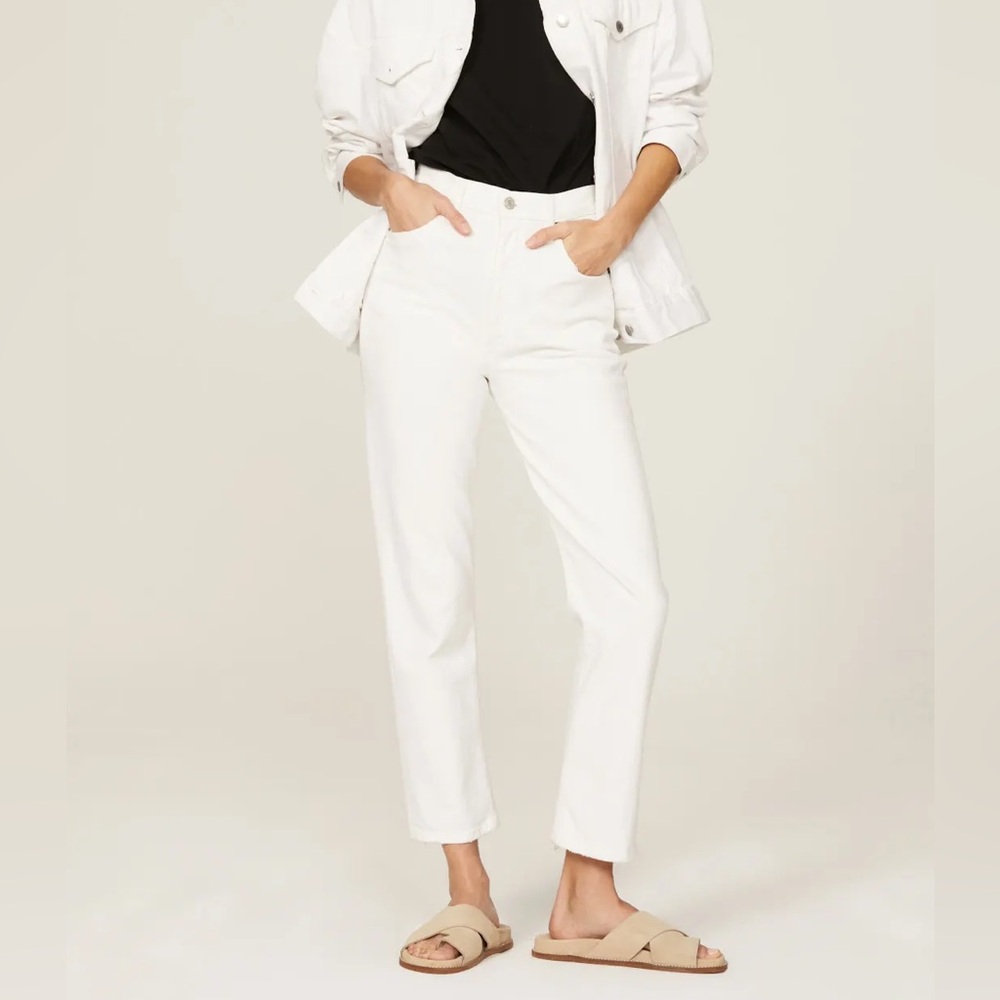 Agolde Riley Crop White Jeans